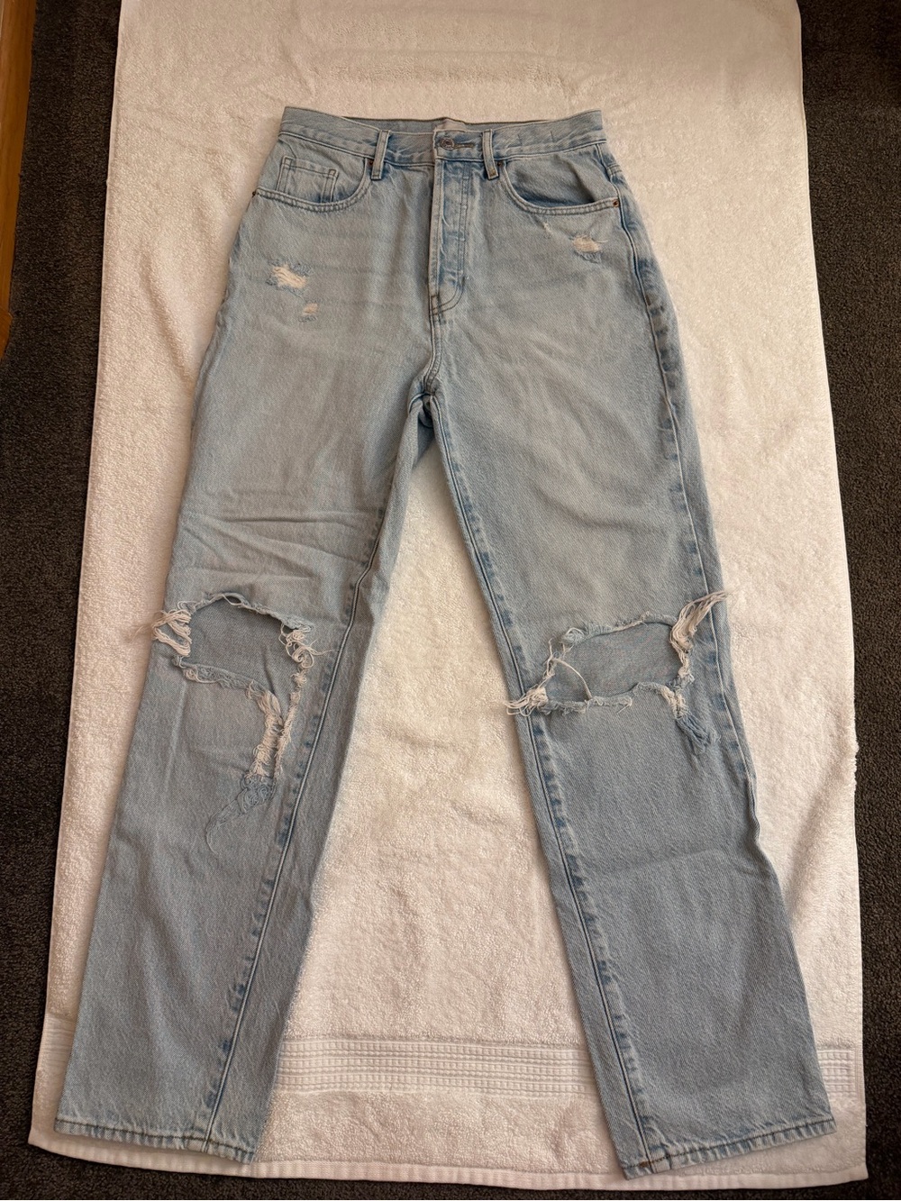 PacSun Light Blue High-Rise Distressed Straight Jeans